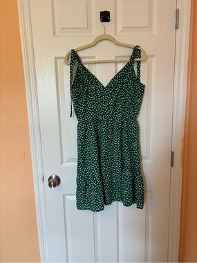 Green Polka Dot Sleeveless V-Neck Sundress